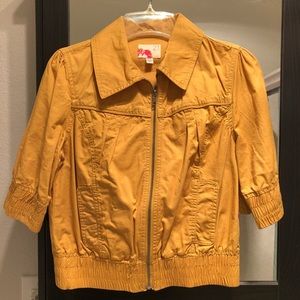 Mustard 3/4 sleeve zipper jacket